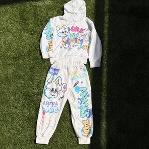Kids colorful Graffiti Bunny Jogger set